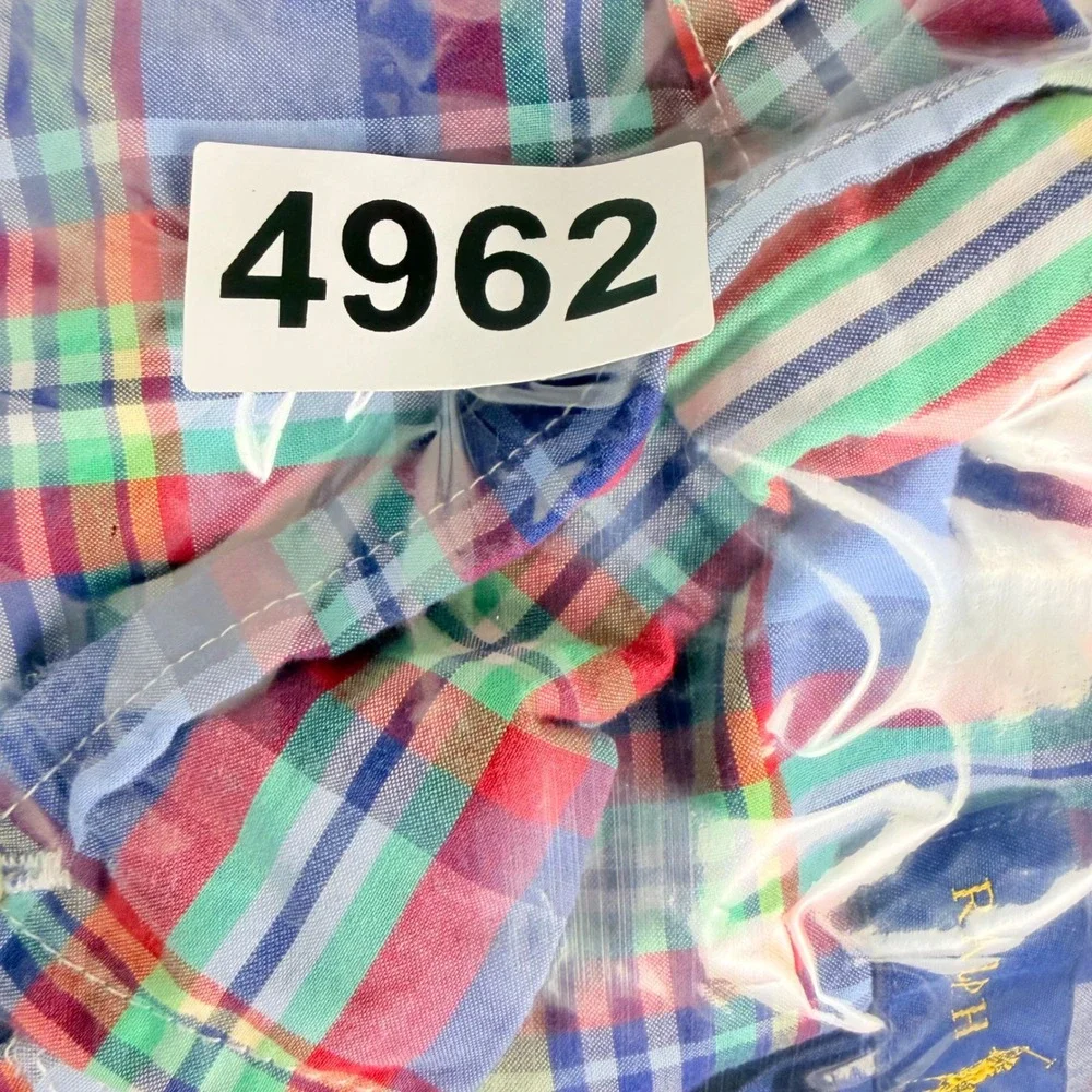 Ralph Lauren Button Down Shirt Boys XL Multicolor Madras Plaid Classic Pony Prep